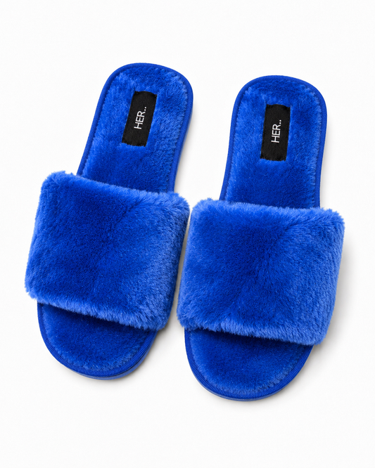 Blue Faux Fur slippers